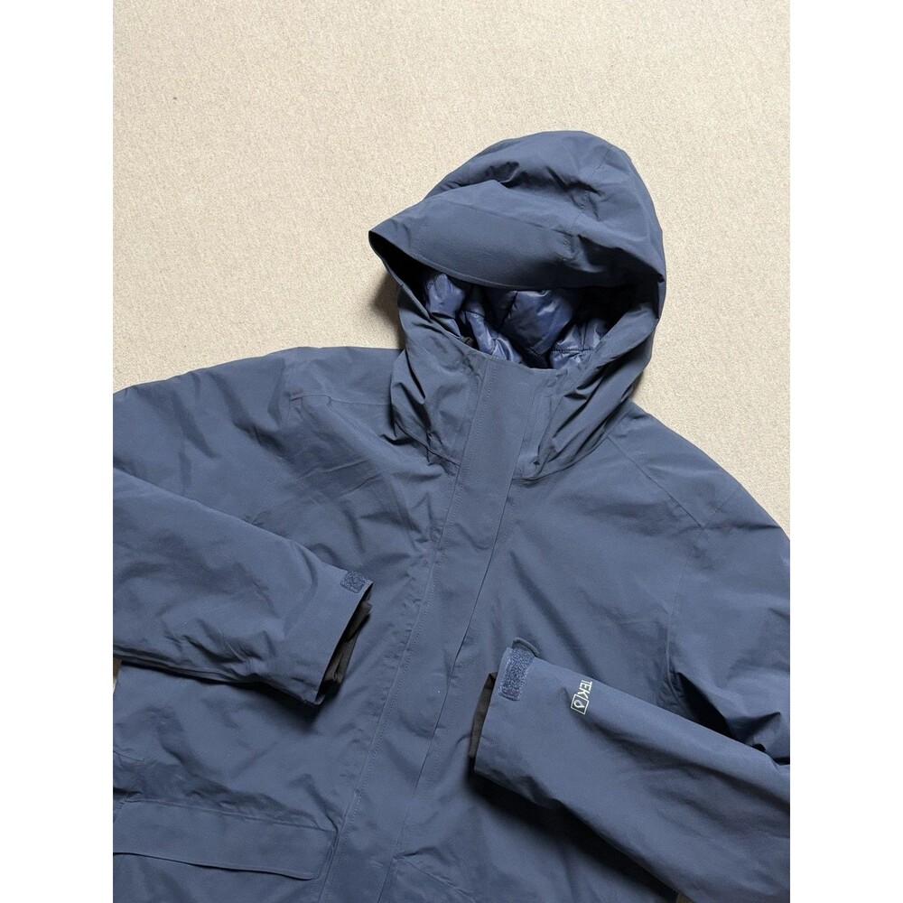 LL Bean Jacket Womens L Petite Blue Tek Hooded Primaloft Parka Coat
